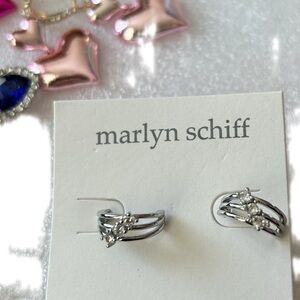 Marlyn Schiff Silver Crystal Hoop Earrings